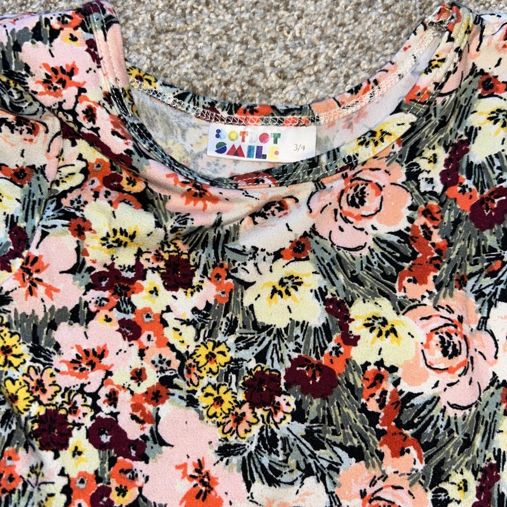 Dotdotsmile Fall Floral Cap Dress Size 3/4 - Picture 2 of 2